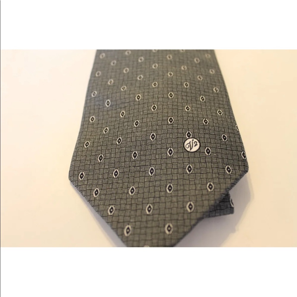 Vintage Gianni Versace Gray Black Geometric 100% Silk Made In Italy Hand Made